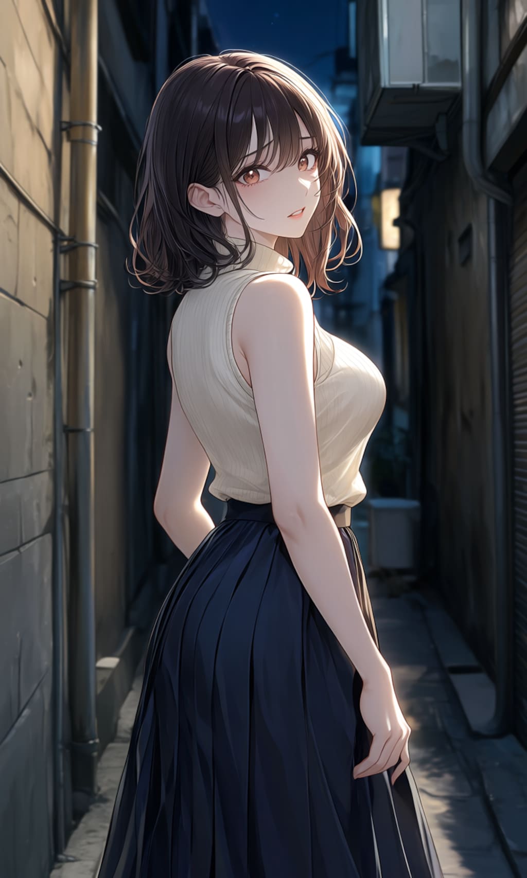 夜の路地裏で出会った茶髪のお姉さん