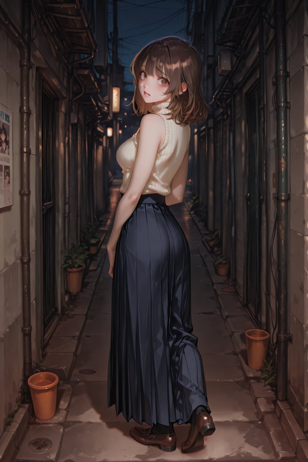夜の路地裏で出会った茶髪のお姉さん