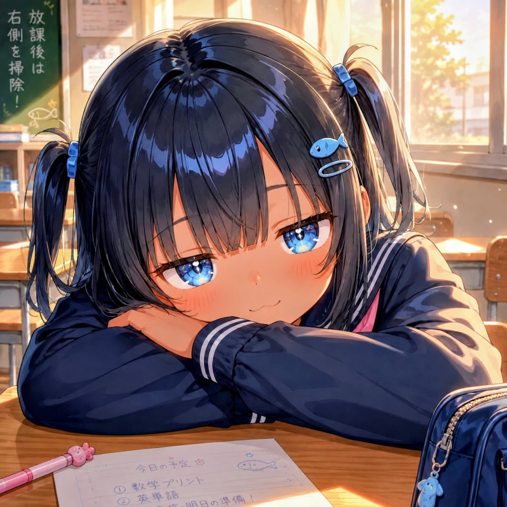 放課後机に伏せてたこなつちゃん