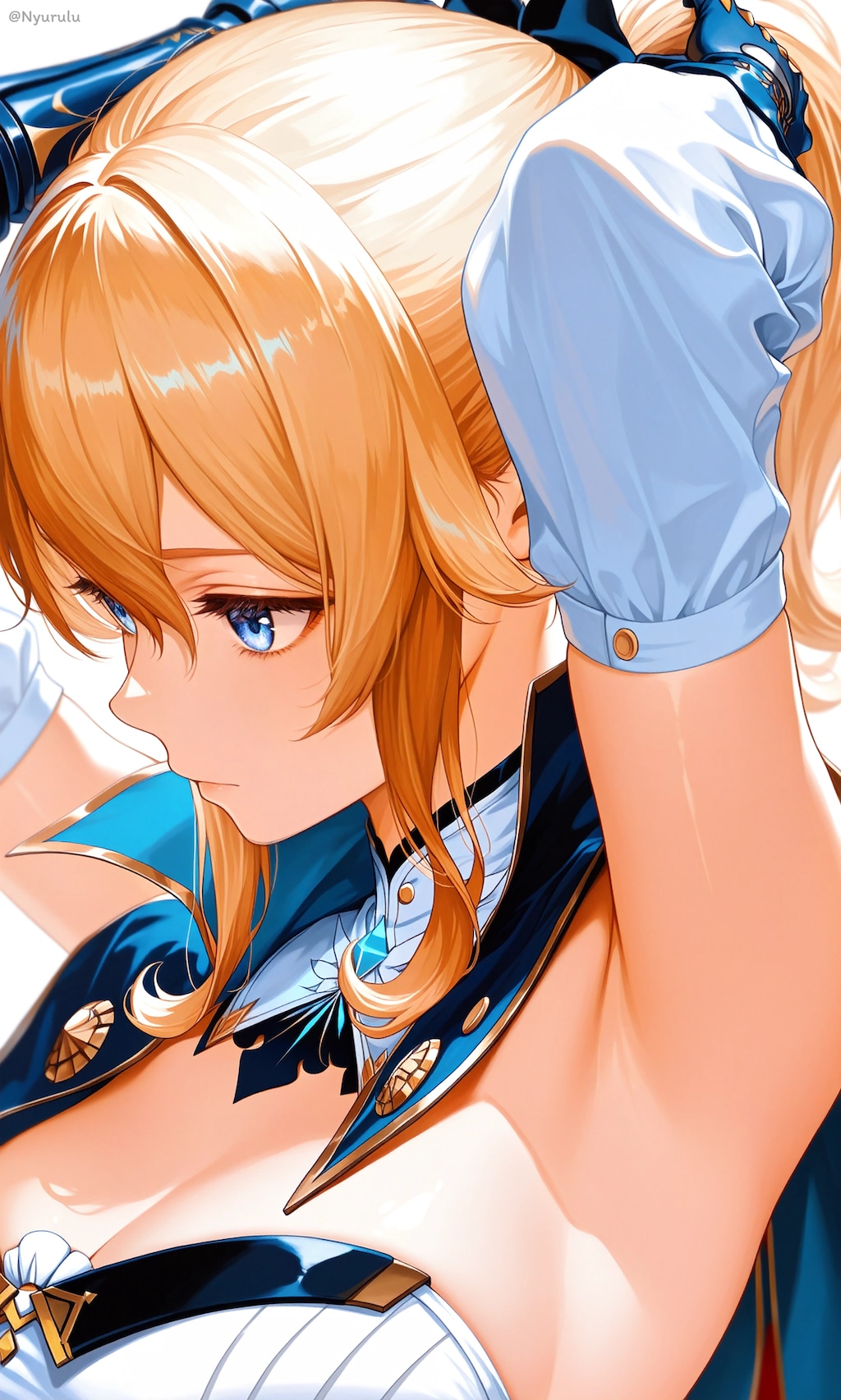 髪を結ぶジン団長