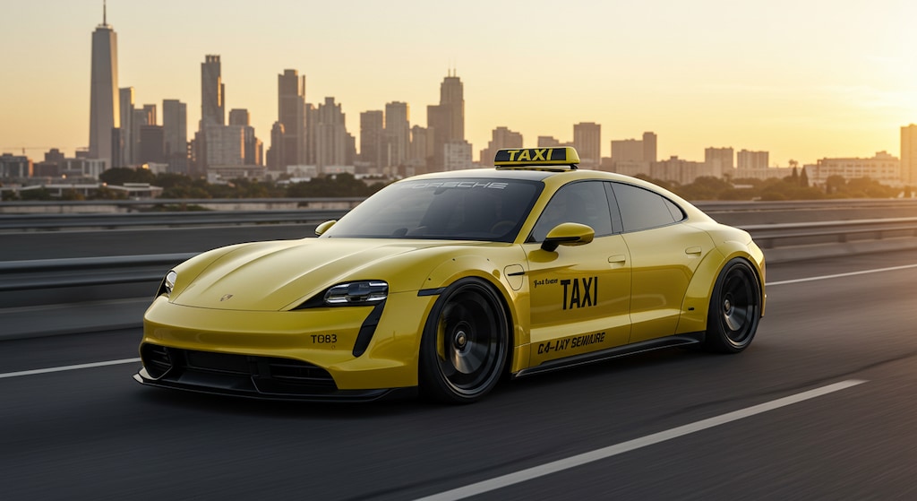 ポルシェタイカンイエロータクシー