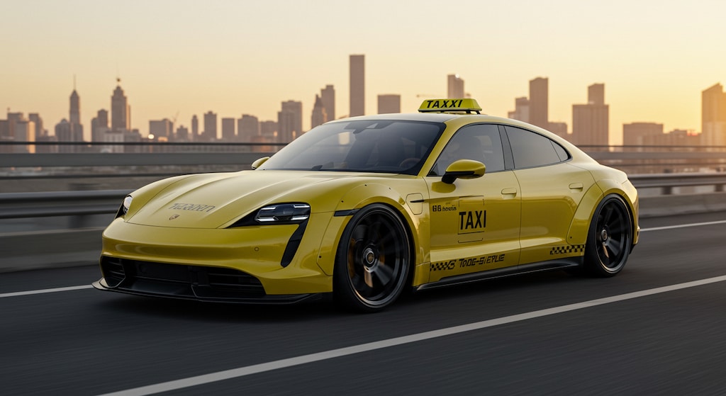 ポルシェタイカンイエロータクシー