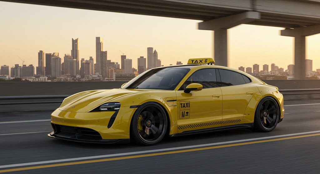 ポルシェタイカンイエロータクシー