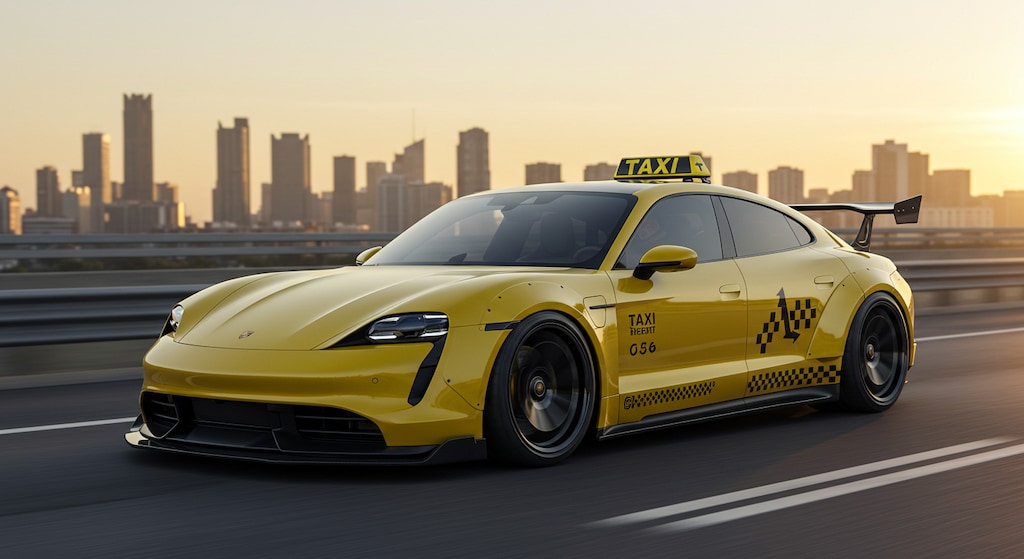 ポルシェタイカンイエロータクシー