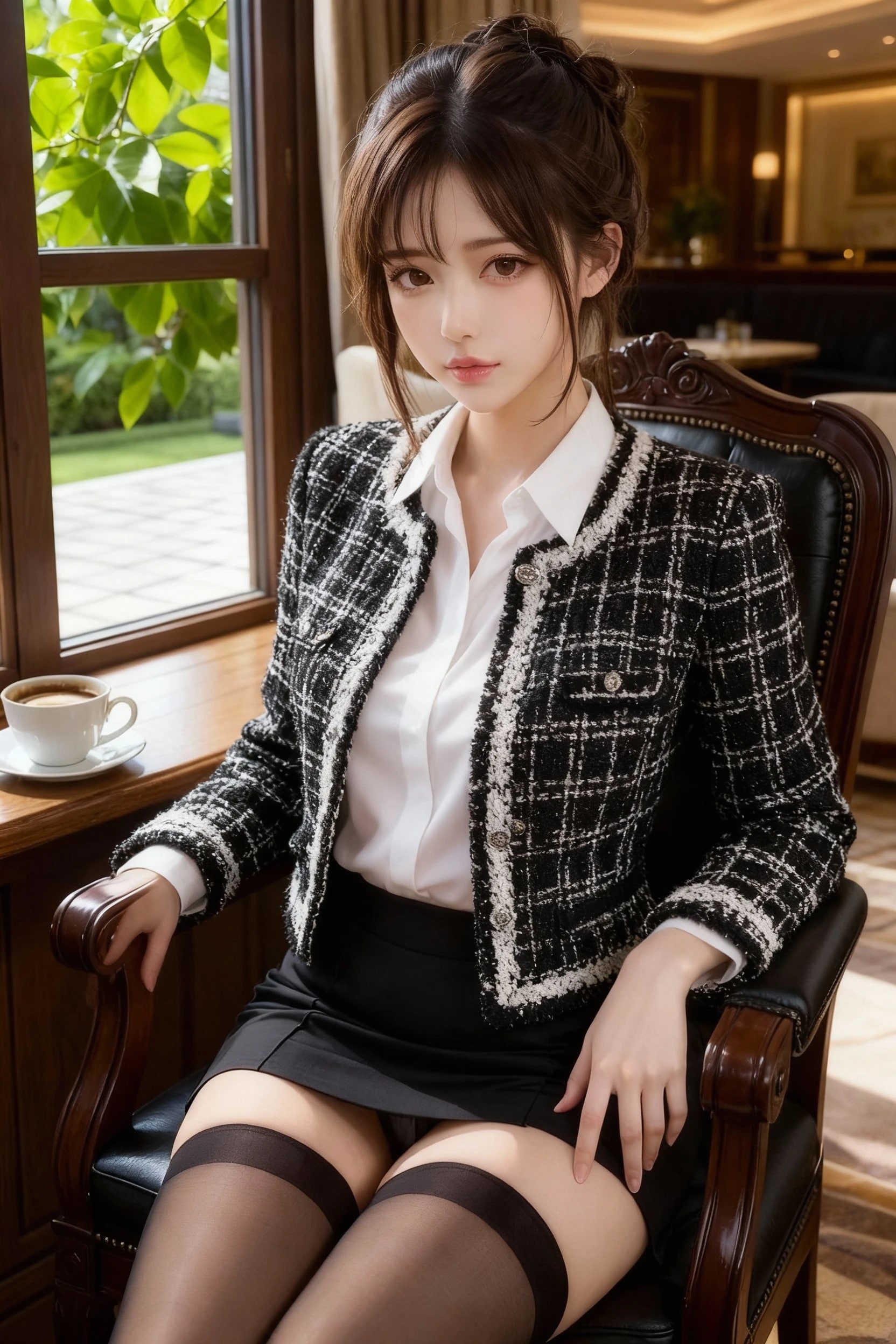 カフェで珈琲を飲む美女
