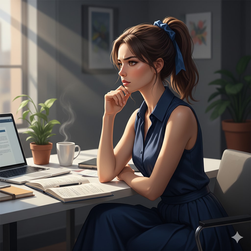 デスクワークをしているOL ー服の色の変更テストー