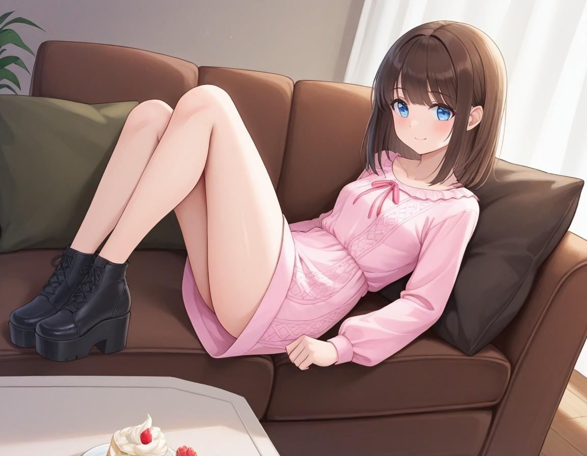 ソファで寝転がる子 | の人気AIイラスト・グラビア