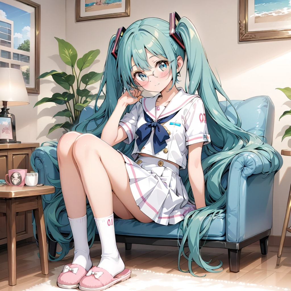 眼鏡ミク LARIMAR | の人気AIイラスト・グラビア