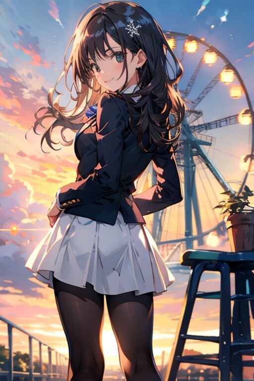 黒髪ロングでブレザーの少女３ | の人気AIイラスト・グラビア