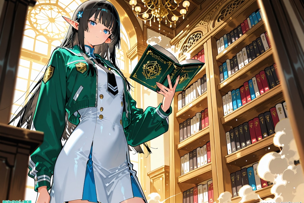 魔法図書館とエルフの女の子