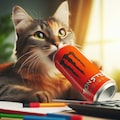 エナジードリンクを飲む猫 2枚目