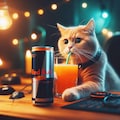 エナジードリンクを飲む猫 4枚目