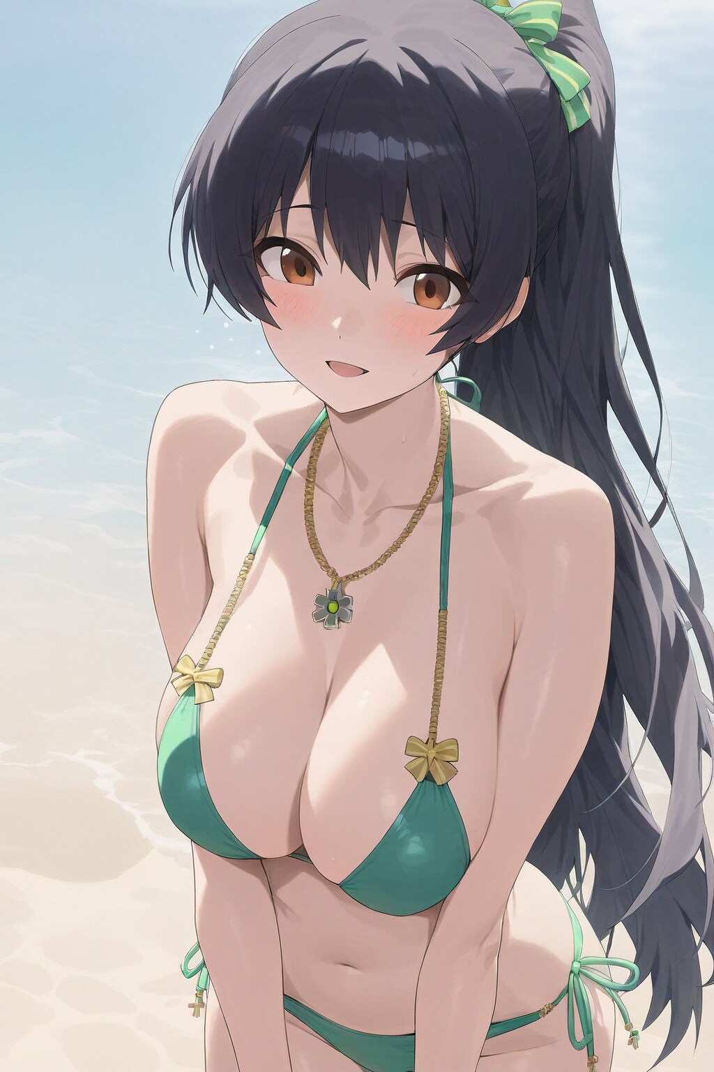 ミントグリーン水着の美女 「ビキニスタイル」