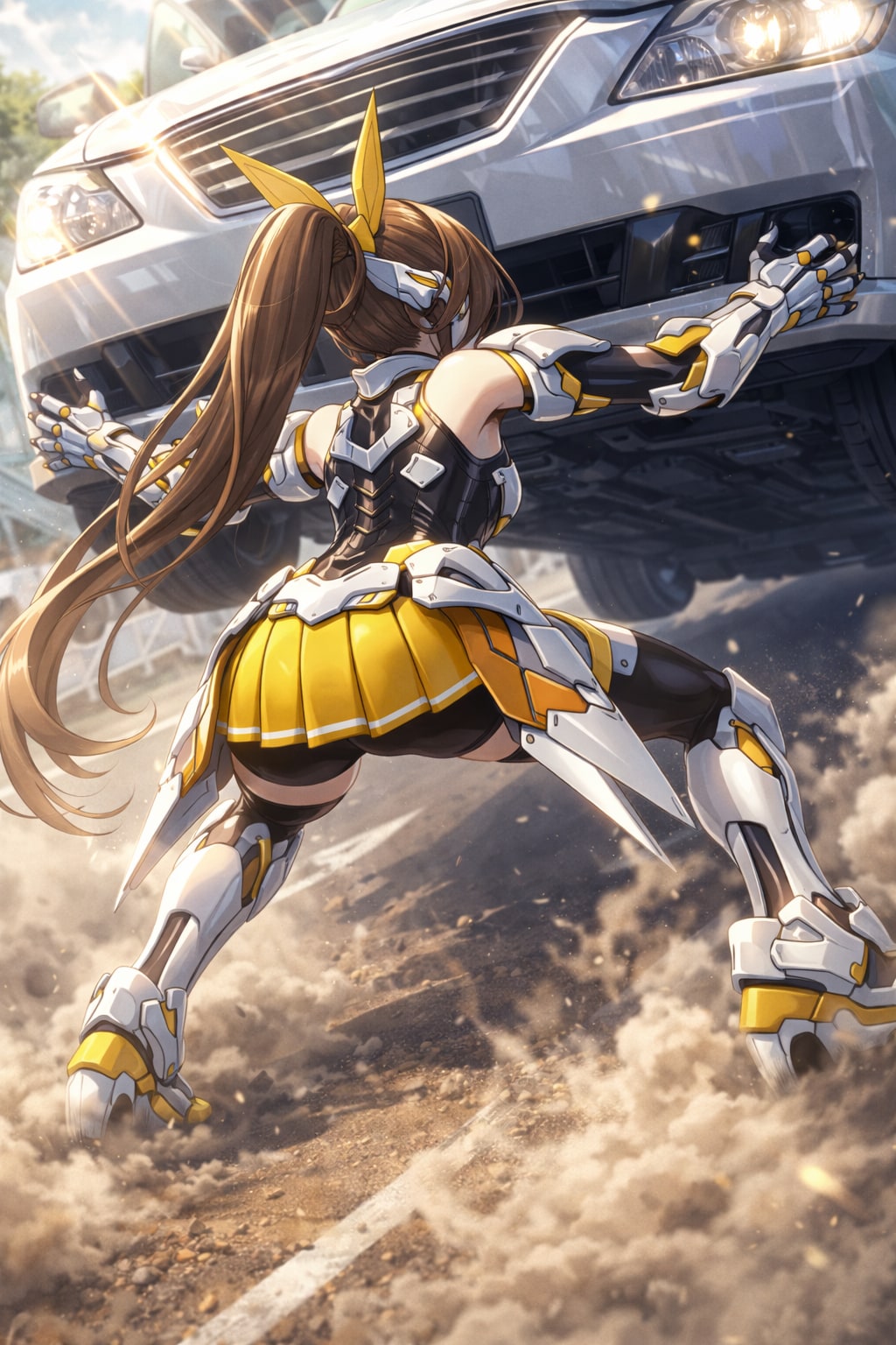 暴走車を受け止めて