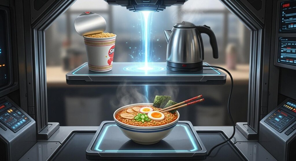 カップ麺と薬缶で合成