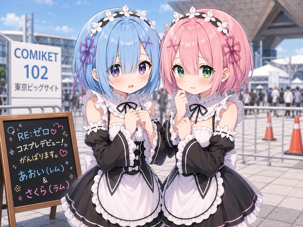 鏡の前では完璧だったのに…！レムラム合わせ初出陣♡