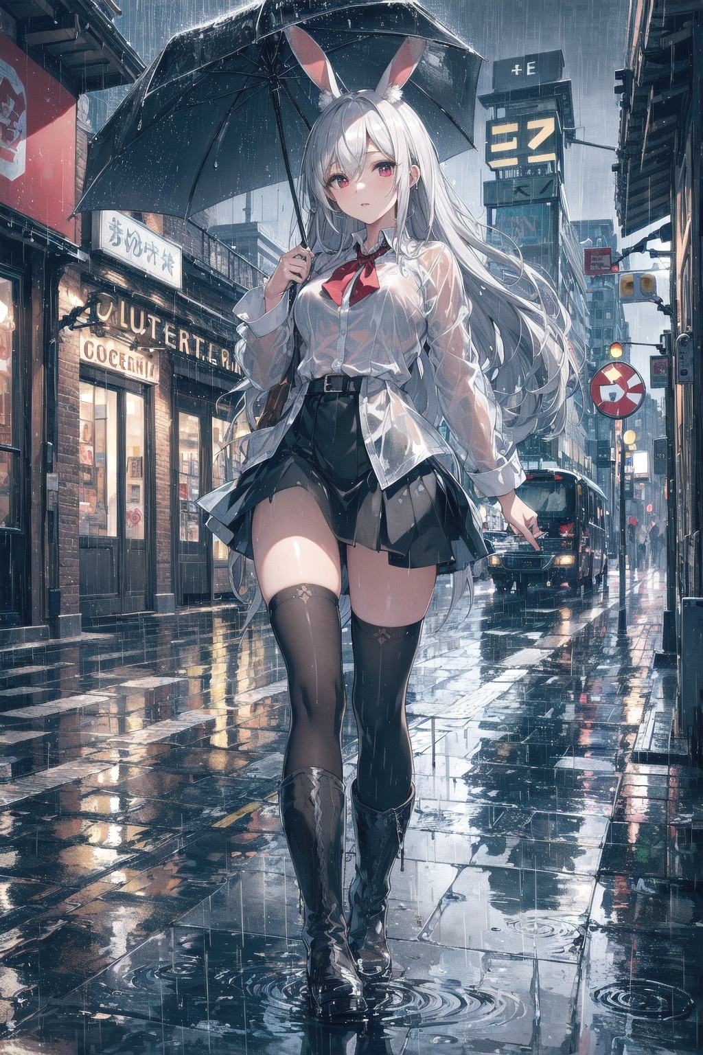むぅ…大雨なのです☂️🐰💦 | の人気AIイラスト・グラビア