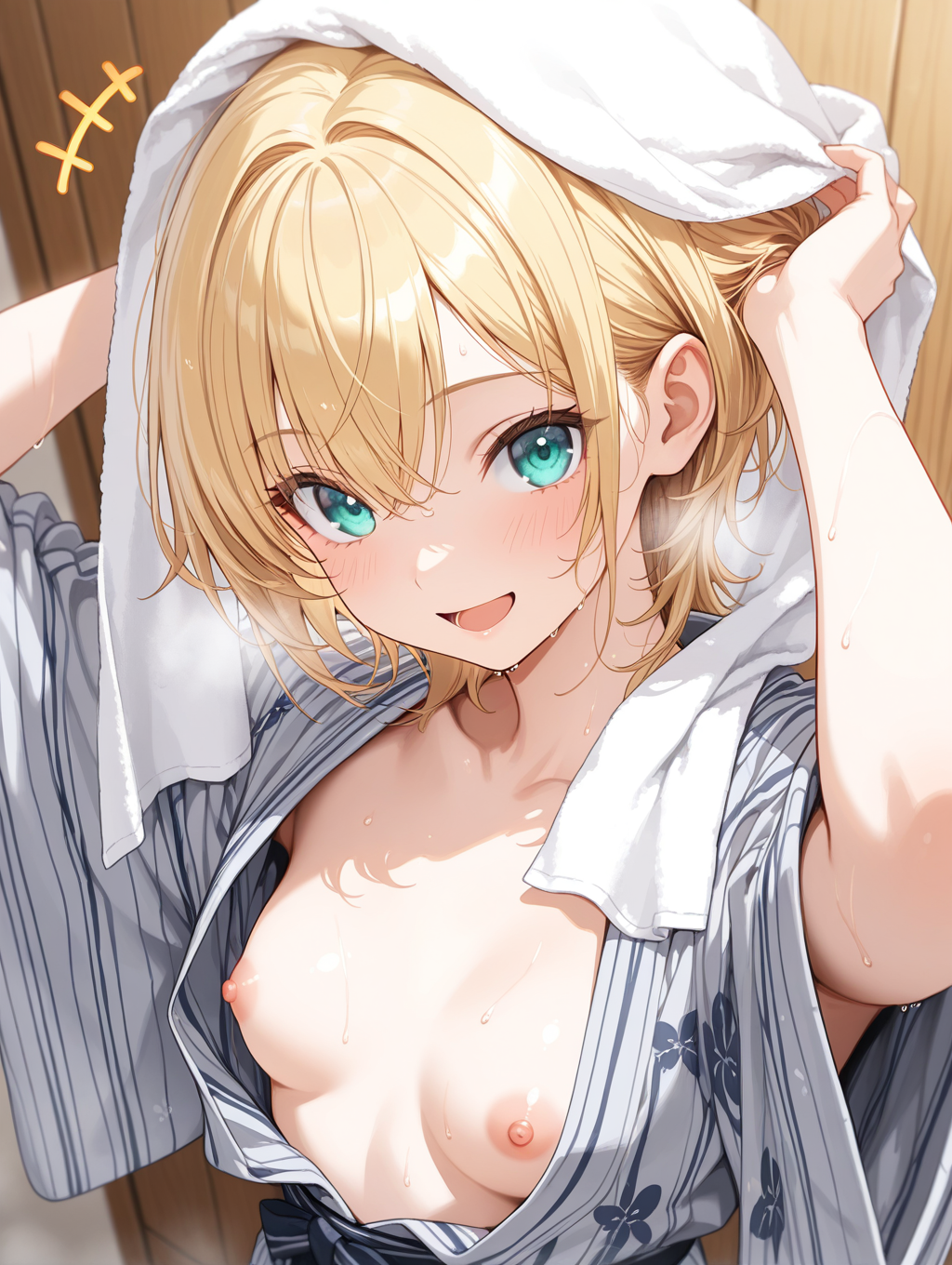 漲る鯖缶家の陽キャちゃん 温泉上がりに髪を乾かしている〇〇ちゃんシリーズ