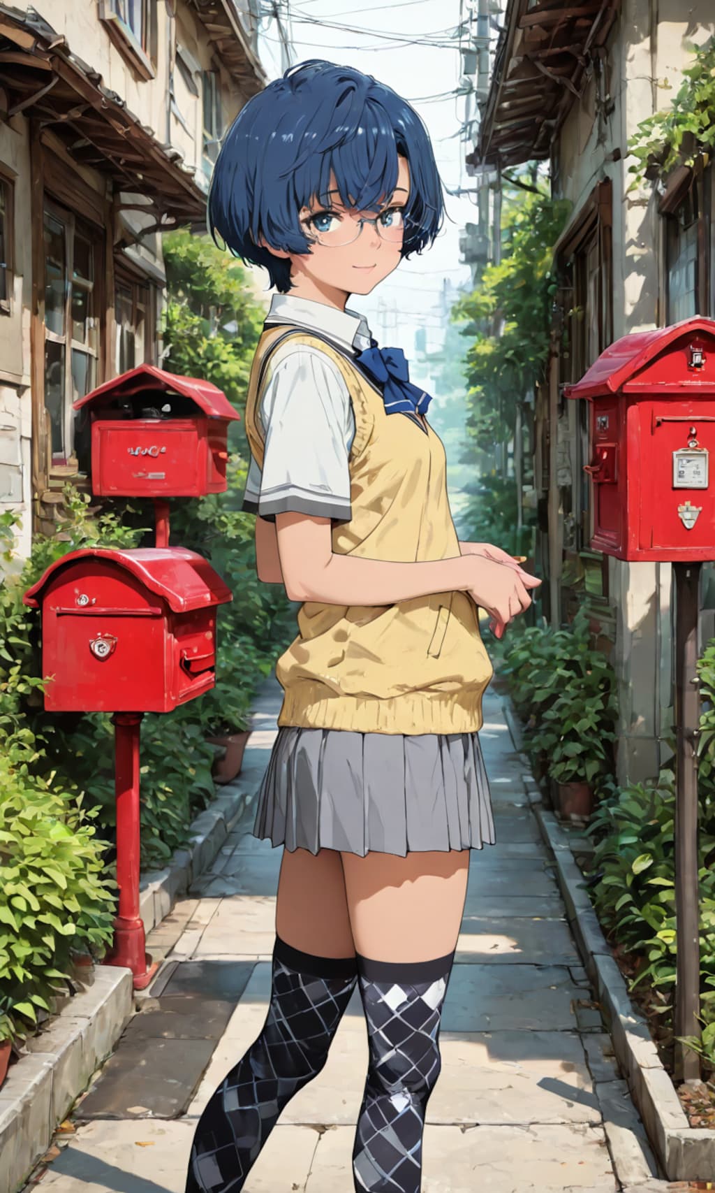 郵便ポストと柑菜ちゃん