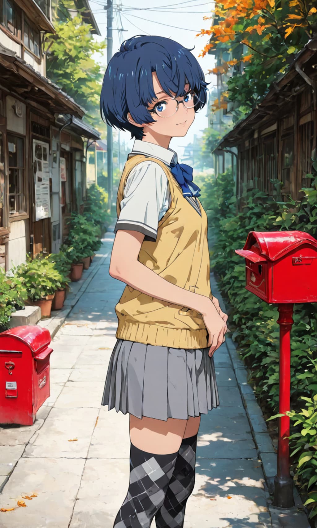 郵便ポストと柑菜ちゃん