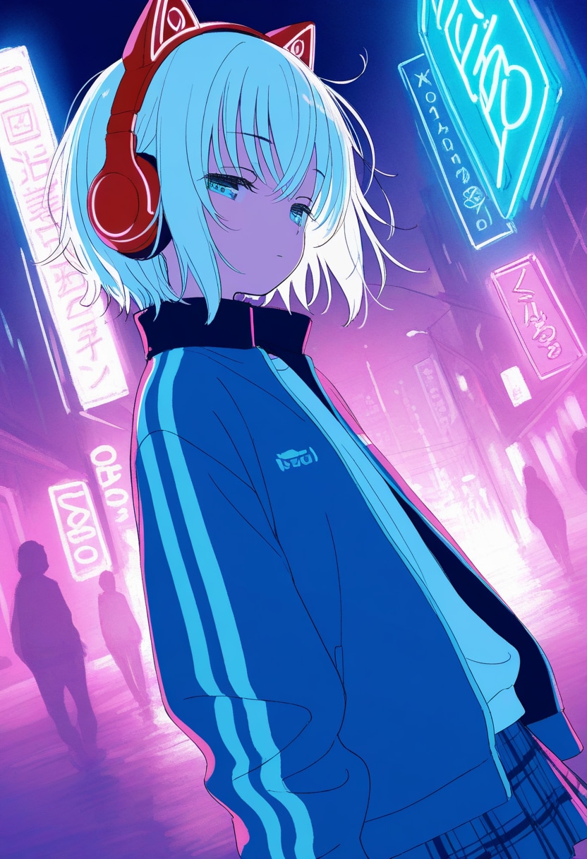 歌舞伎でみた猫耳ヘッドホンちゃん | の人気AIイラスト・グラビア