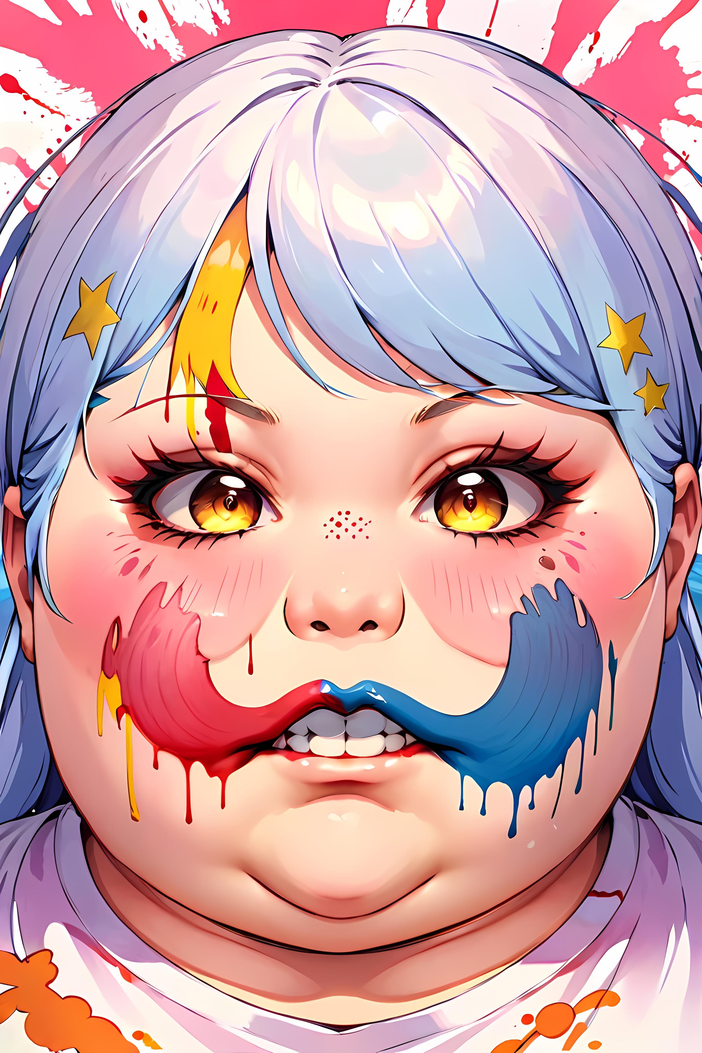 フェイスアートに挑戦するミケポ女子 | の人気AIイラスト・グラビア