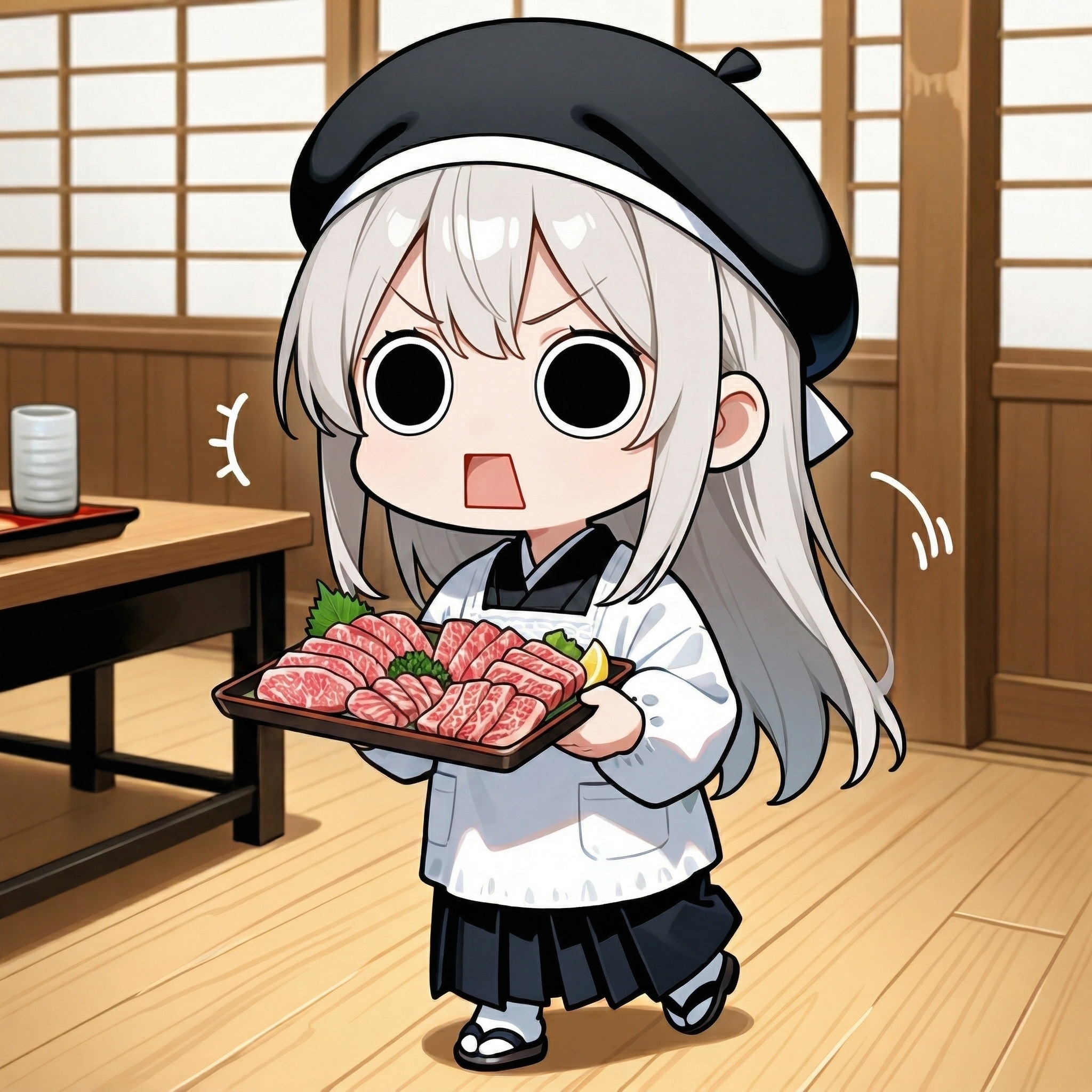 焼肉用の肉を運ぶえらいこっちゃ嬢 | の人気AIイラスト・グラビア