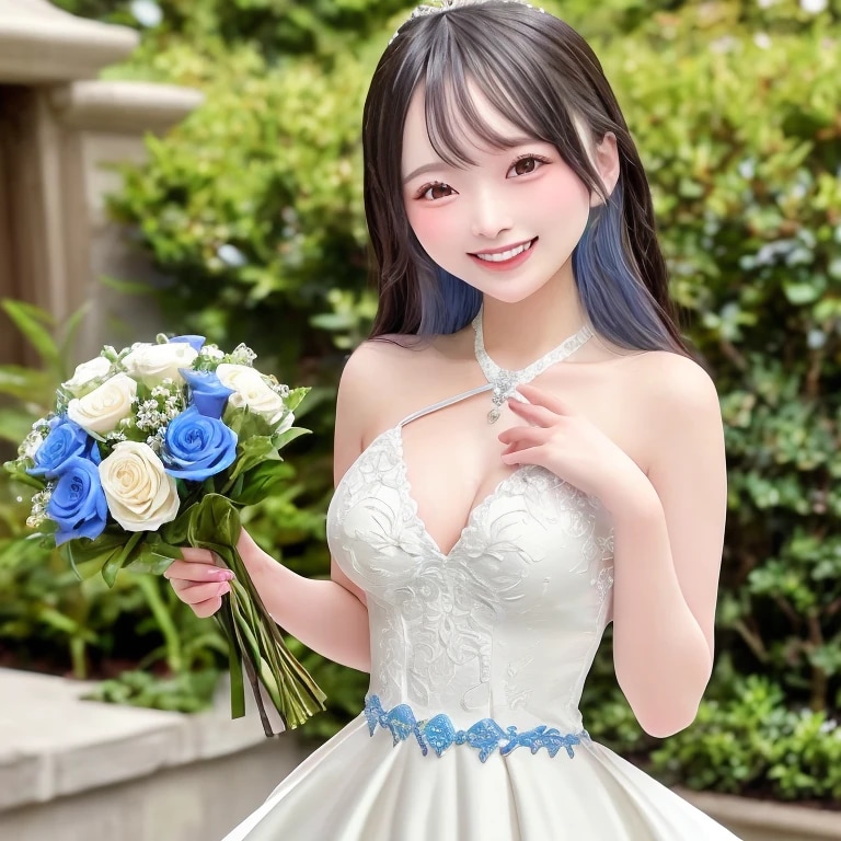 黒髪ロングでウェディングドレスの美女１４４ | の人気AIイラスト・グラビア