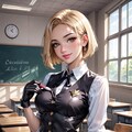 レザー服の金髪先生 3枚目