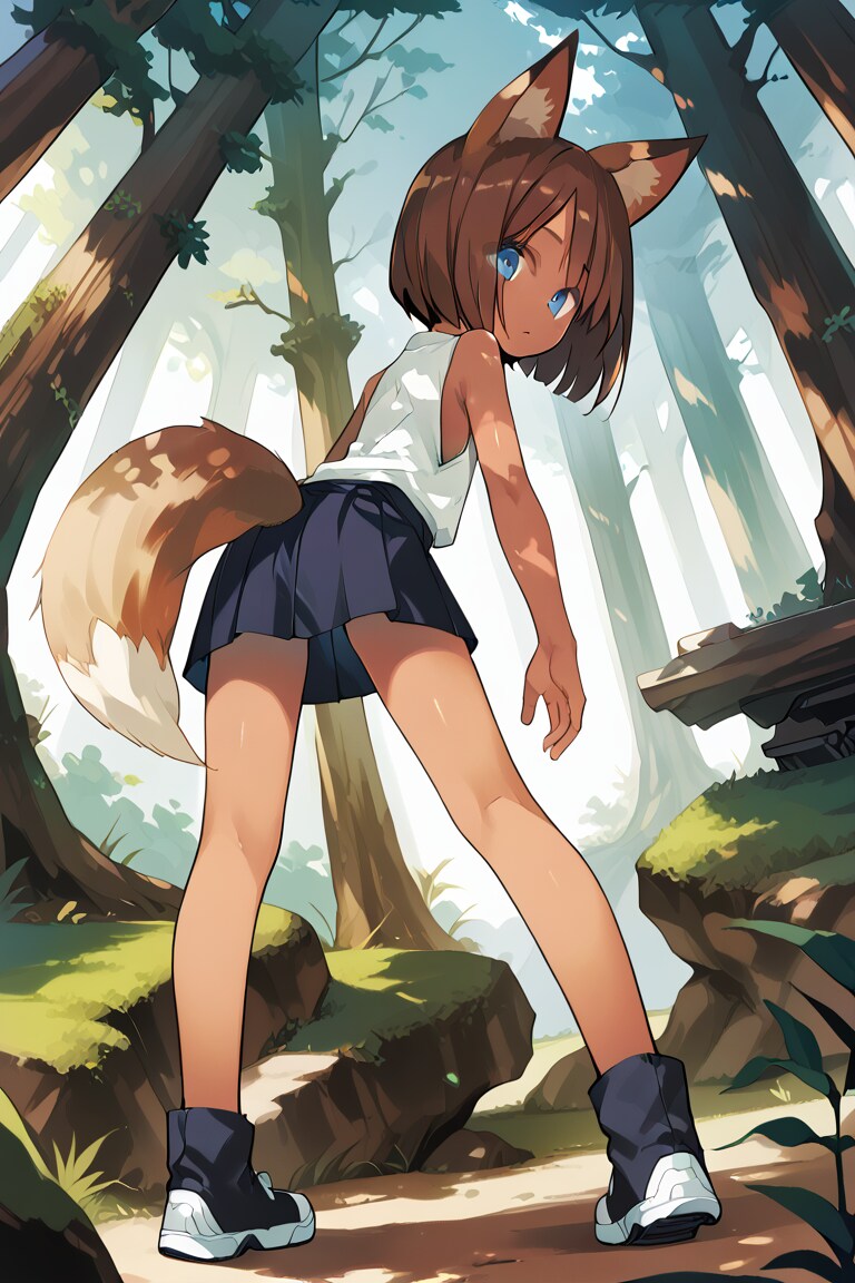 森で見かけた褐色の狐娘さん | の人気AIイラスト・グラビア