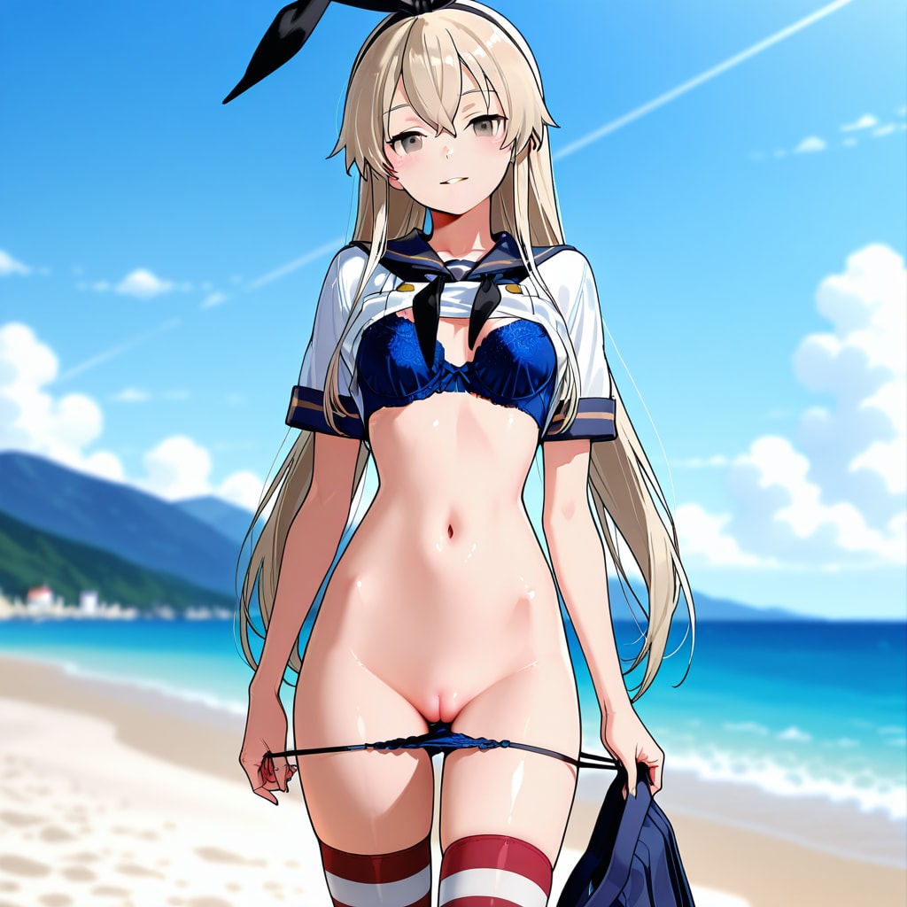 島風がビーチで