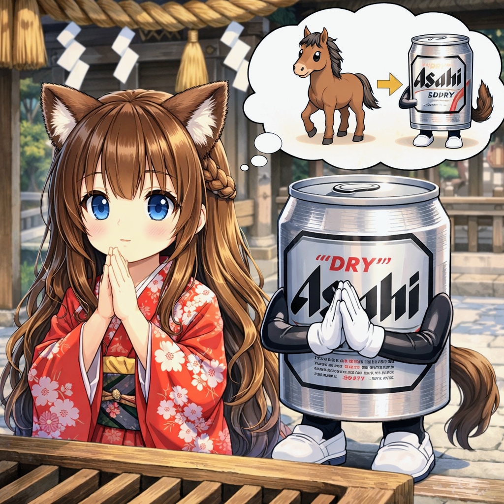 午年がビール缶年にならないか願う小さな女の子