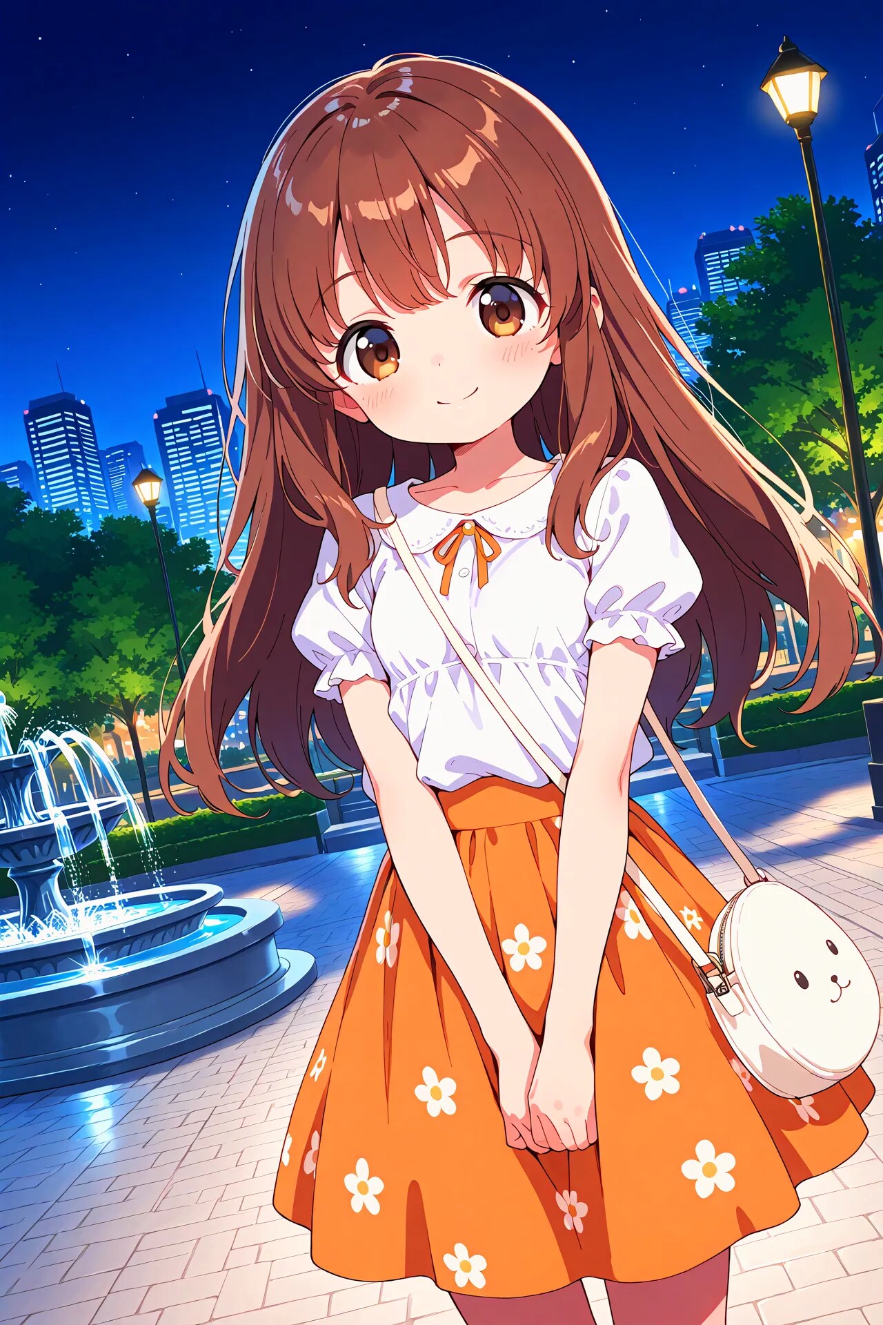 夜の噴水公園2 | の人気AIイラスト・グラビア