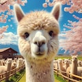 油絵風、春のアルパカ登校＆牧場 6枚目