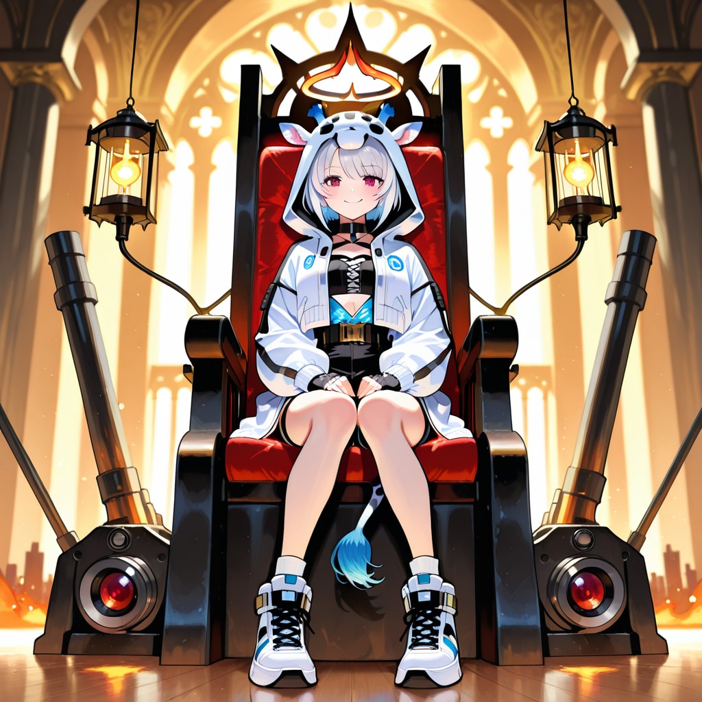 サイバー玉座とキリンフーディーお姉さん