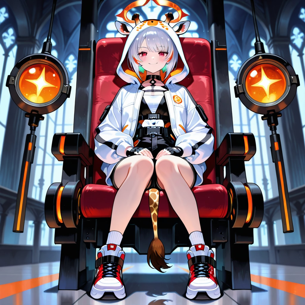 サイバー玉座とキリンフーディーお姉さん