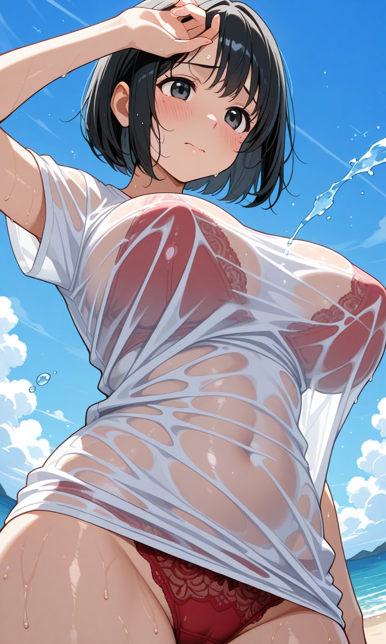 （赤いとやっぱり透けるのね…）