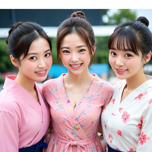 お友達と浴衣美女