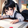寝そべってお絵描きする幼女 2枚目