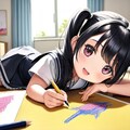 寝そべってお絵描きする幼女 3枚目