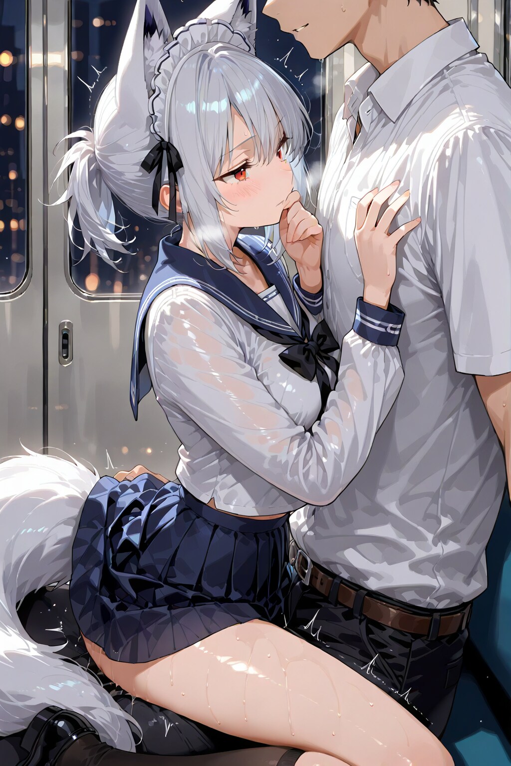 膝の上で2