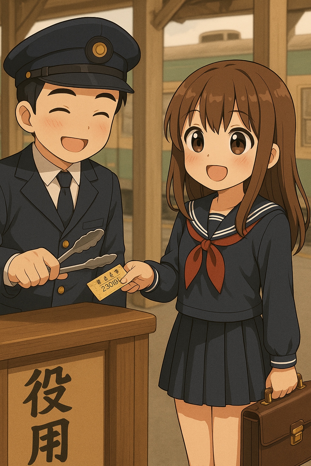 昔懐かしい有人改札と硬券