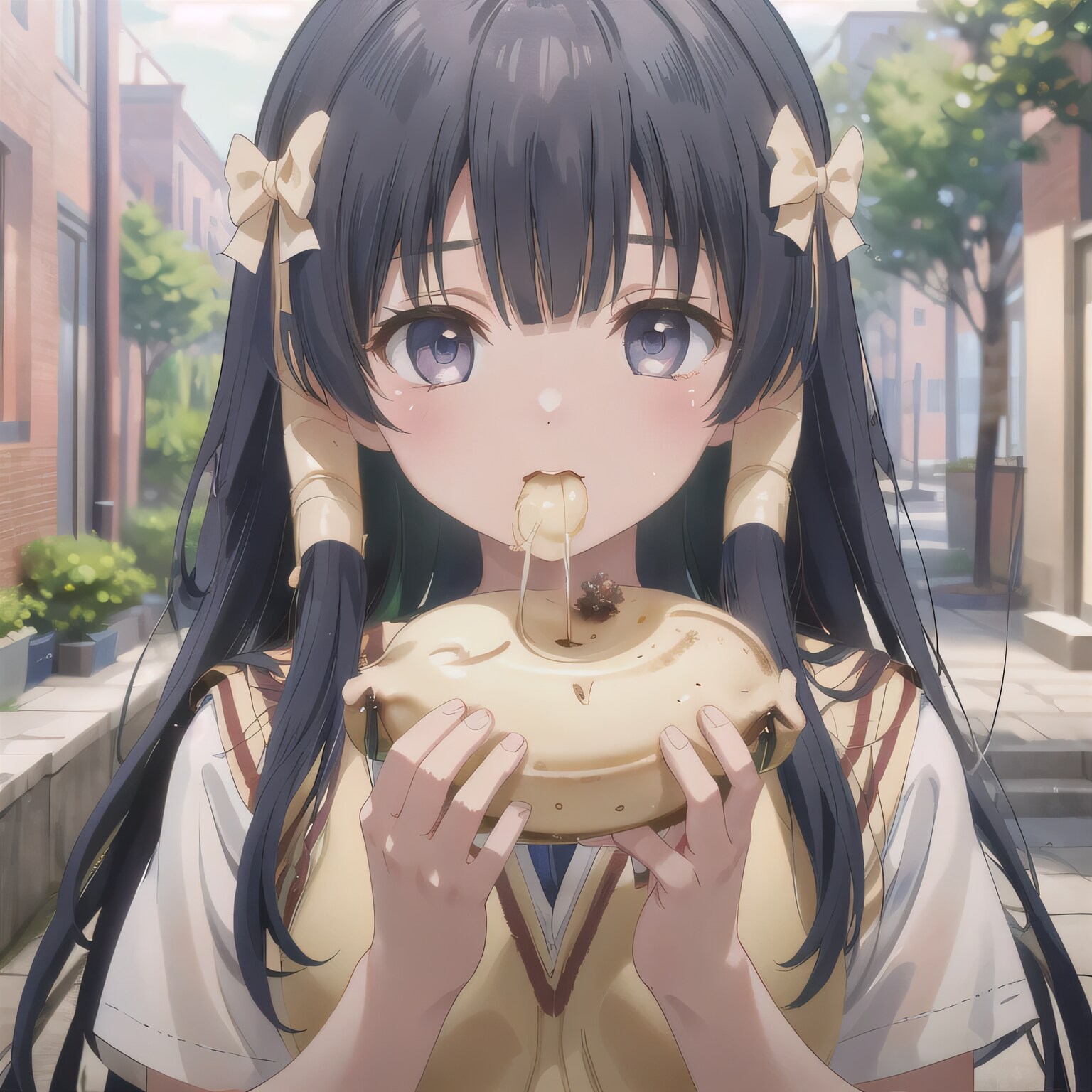 黒髪ロングでバナナの少女８ | の人気AIイラスト・グラビア