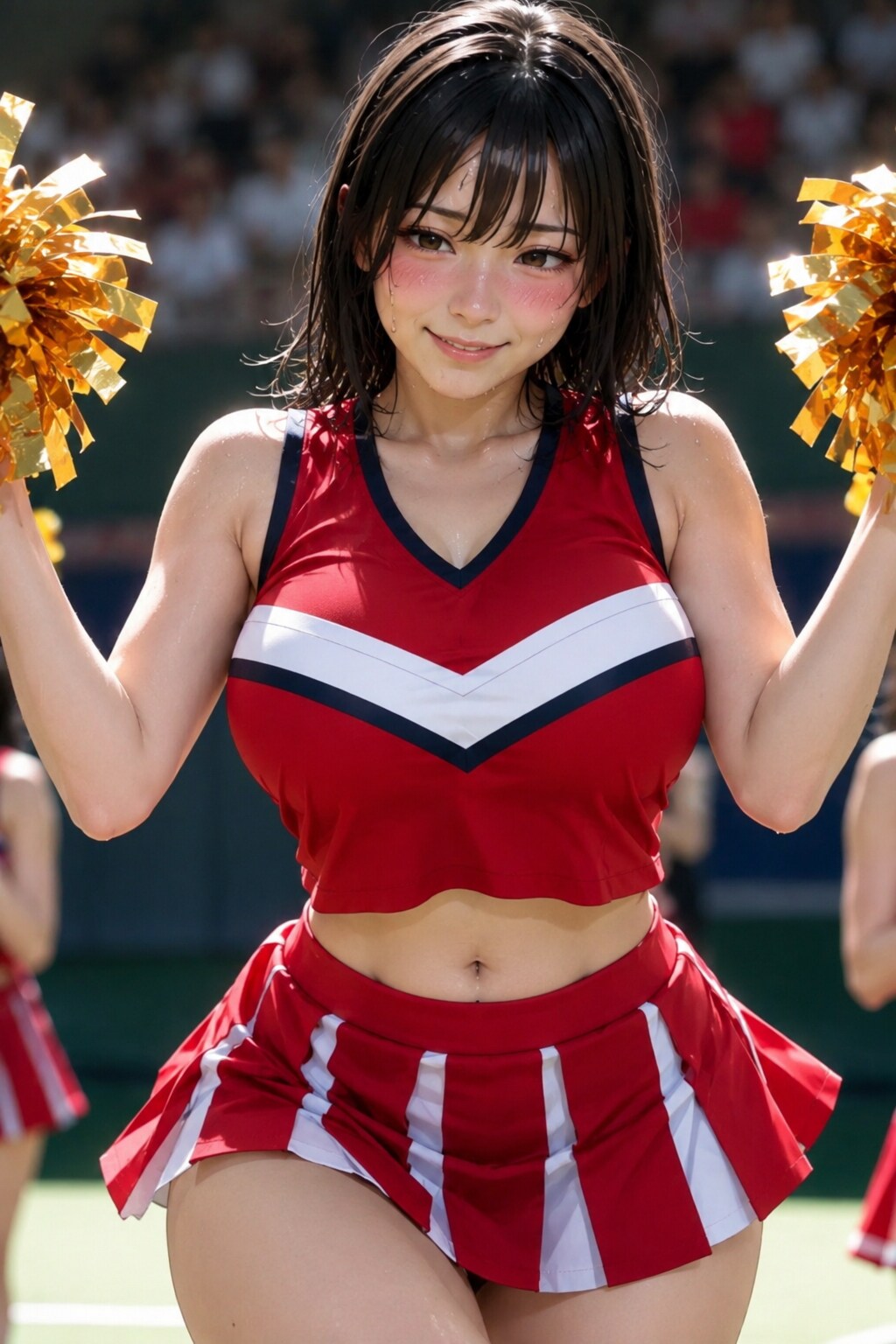 恥ずかしがるチアガール