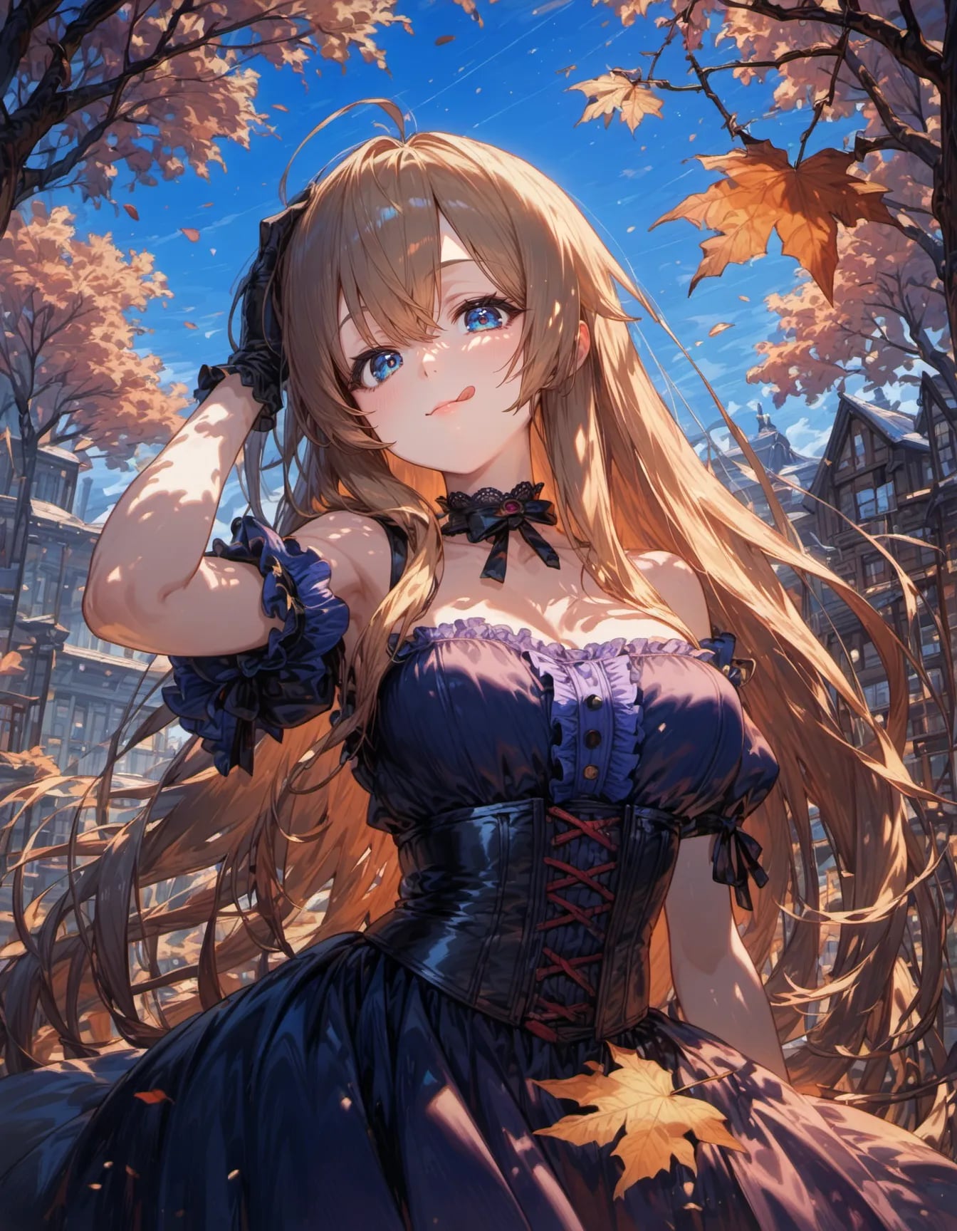 Azure Dress in the Autumn Wind | の人気AIイラスト・グラビア