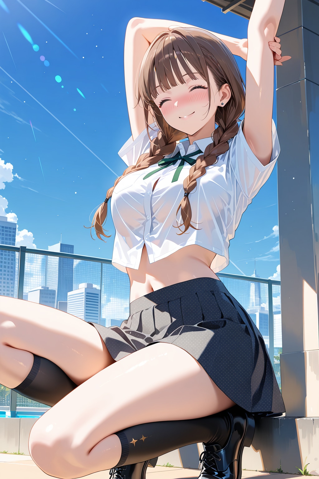 んっ～♡　思いっきり伸びするお姉さん