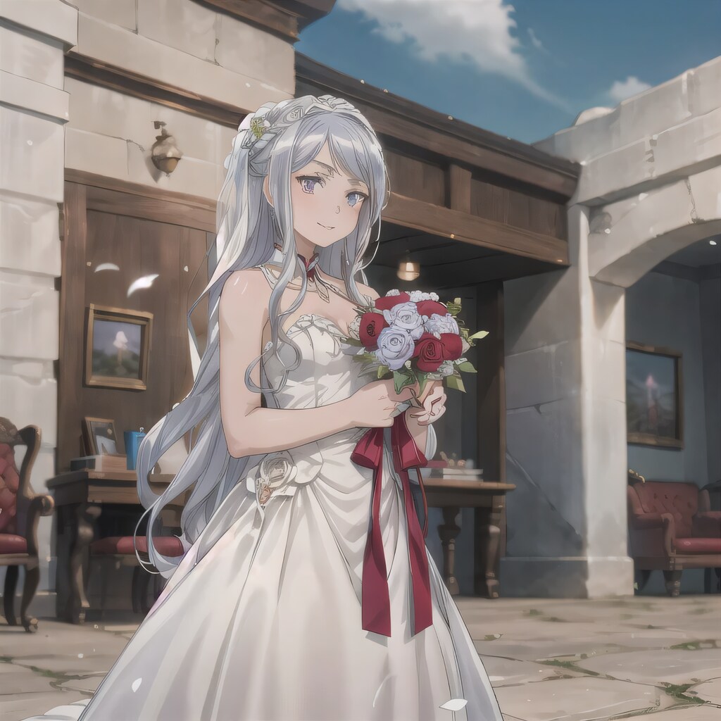 銀髪ロングでウェディングドレスの少女１４