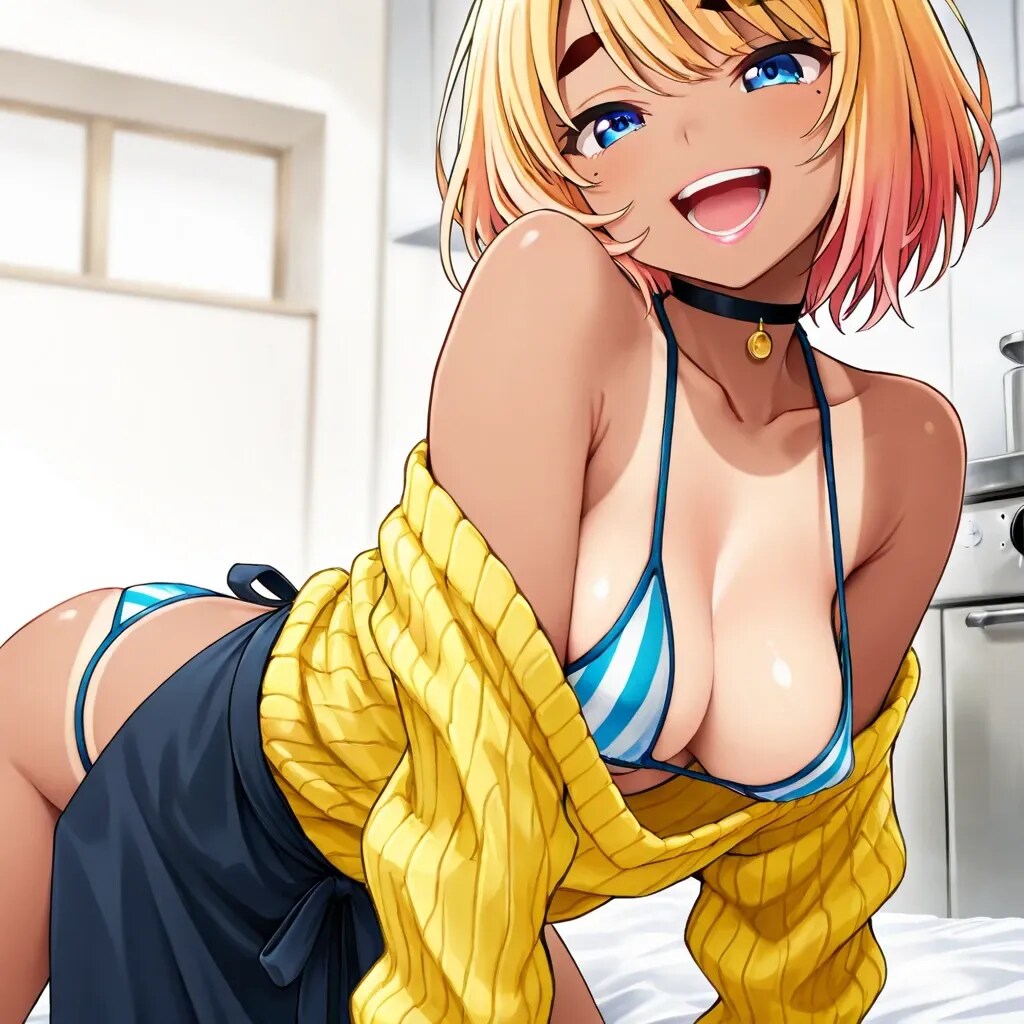 ギャル新妻とビキニエプロン