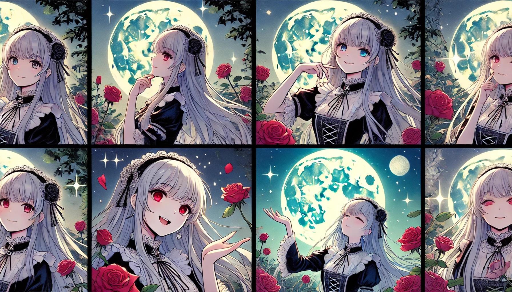 銀髪ロング少女の４コマ漫画 | の人気AIイラスト・グラビア