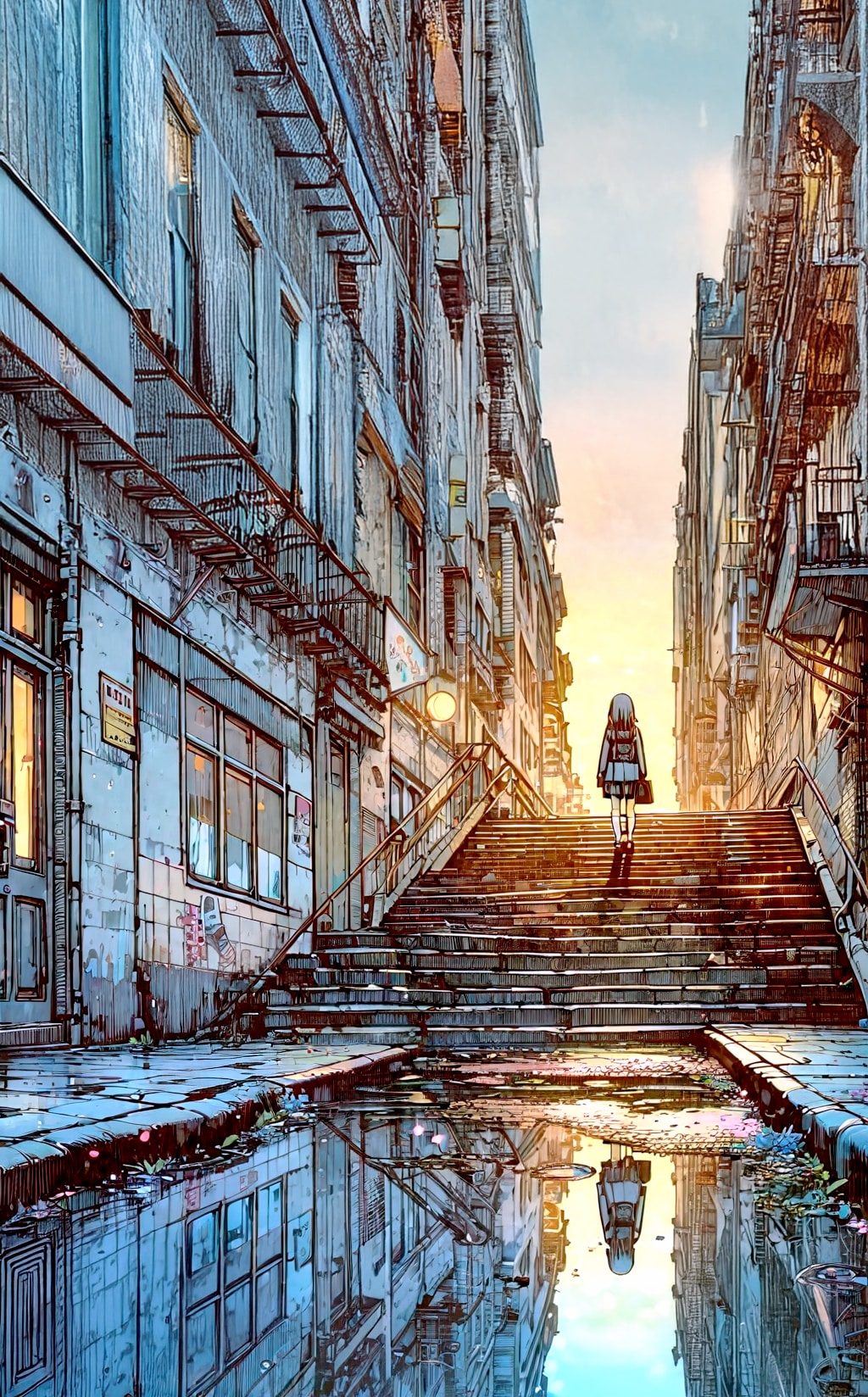 街と水たまり、少女167